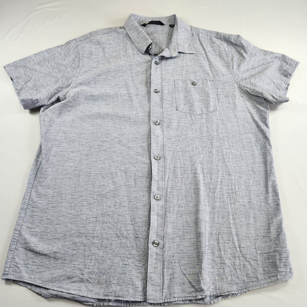 Travis Mathew Studebaker Shirt Men XL Gray Dashes Short Sleeve Golf Casual